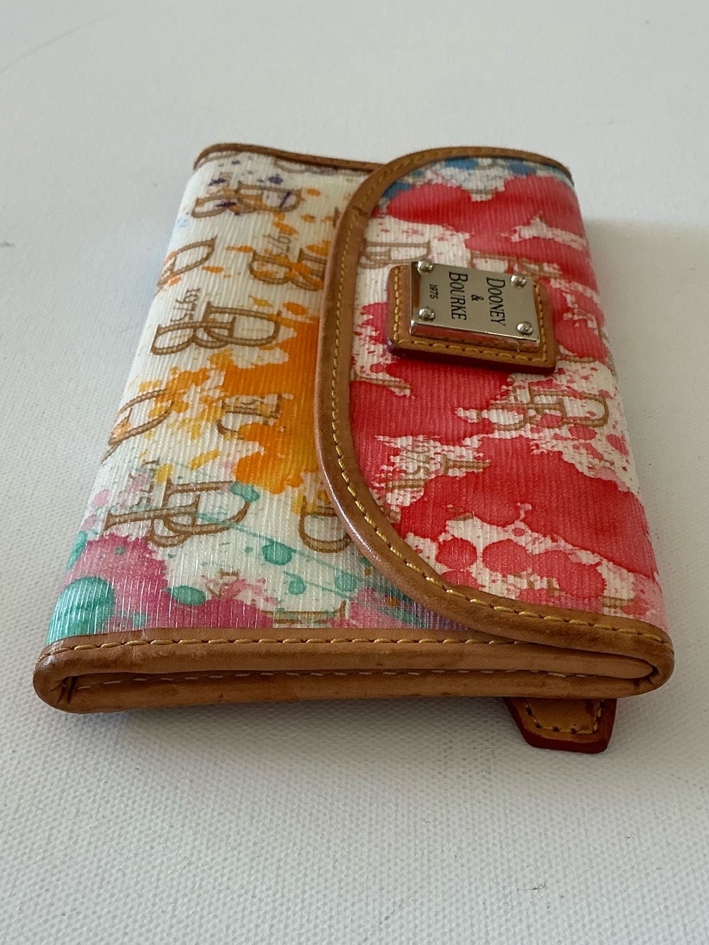 Dooney & Bourke Watercolor Graffiti Continental Wallet Multicolor DB Monogram - Picture 7 of 12